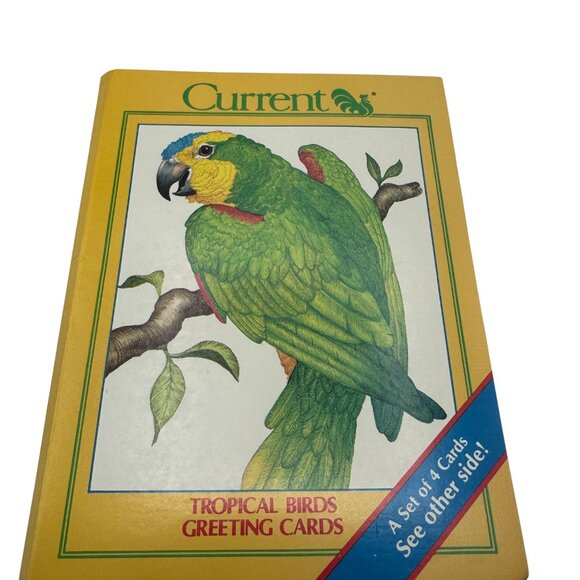 Vintage Current Inc Tropical Birds Greeting Cards Set Of 4 Parrot Macaw Designs - Picture 2 of 7